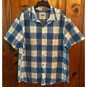 Mens Columbia blue/white checkered short sleeve button down shirt size XXL